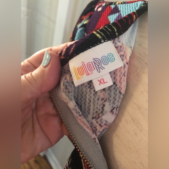 LulaRoe Amelia dress jewel tone geometric print size XL - Picture 5 of 7